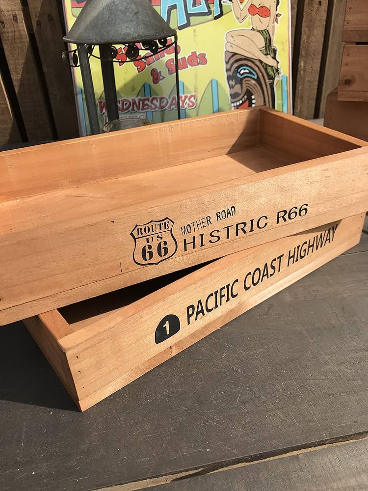 y*a様 アメリカンヴィンテージ　木箱 アメリカン レトロ 輸出用木箱 -Aタイプ-茶 Mサイズ アメリカ